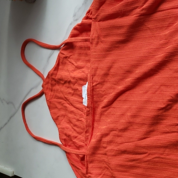 Daily Ritual Women's Wide Rib Cropped T-Strap Cami Top in Rust Orange Size XXL - Picture 8 of 10